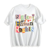Big Fan of Human Rights Retro Cotton T-Shirt in White