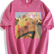 A Hamster Made from Premium Batik Vintage Washed T-Shirt in Red