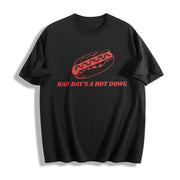 Bad Day to Be a Hot Dog Ironic Meme Boxy DTG Cotton T-Shirt in Black