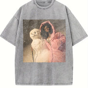 Glam Doll with a Snowman Vintage Washed T-Shirt in Gray