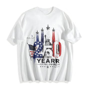 America 250 1776 to 2026 Fighter Jet Cotton T-Shirt in White