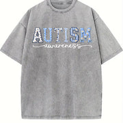 Autism Awareness Neurodiversity Vintage Washed T-Shirt in Gray