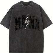 Mama Lightning Bolt Vintage Washed T-Shirt in Black