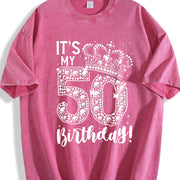 50 years old It's my Birthday 50th Birthday vintage washed oversized T-shirt in Red
