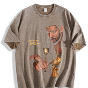 Drake Take Care Album Bootleg DesignFashion M-5XL vintage washed oversized T-shirt in Brown
