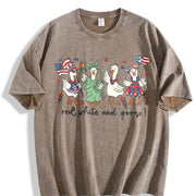 Patriotic Goose 4th Goose Vintage Washed T-Shirt in Brown