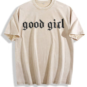 Good Girl Good Girl Romance Club Book Lover Unhinged vintage washed oversized T-shirt in Beige