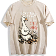 Silly Goose: Grumpy Goose Vintage Washed T-Shirt in Beige