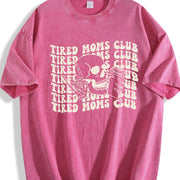 Tired Moms Club Mama Mothers Day vintage washed oversized T-shirt in Red