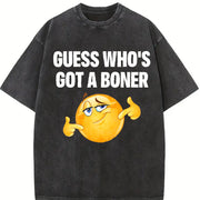 Guess Who's Got Meme Statement Vintage Washed T-Shirt in Black
