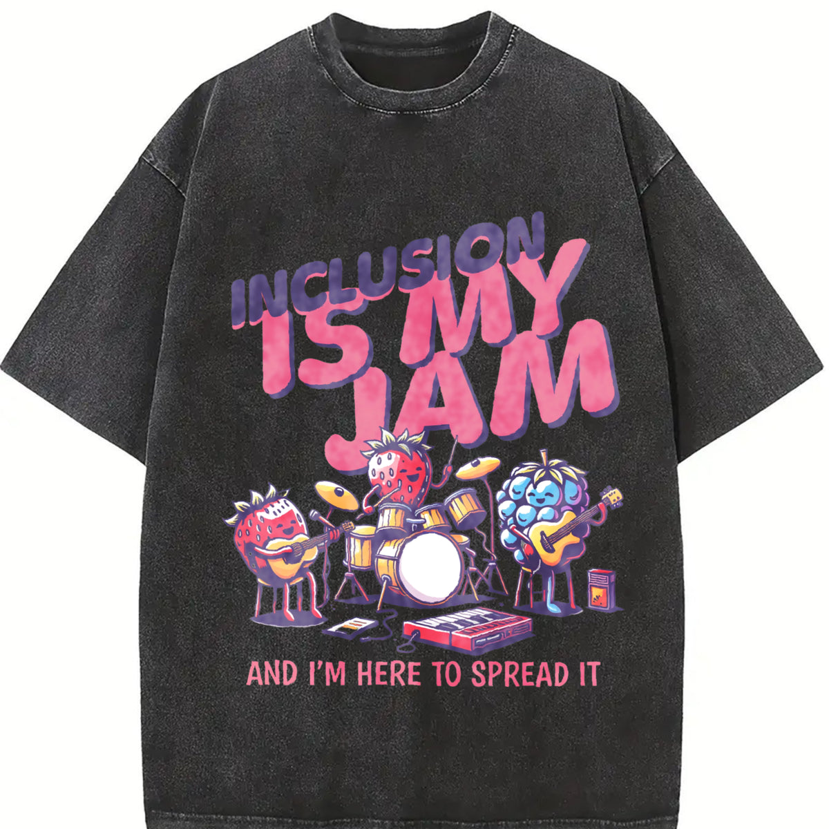 Inclusion Is My Jam Vintage Washed T-Shirt in Black