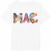 Cartoon Character Collage Cotton T-Shirt in White