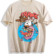 ZestLoop Courage the Cowardly Dog Retro Heart Hands Vintage Washed T-Shirt in Beige