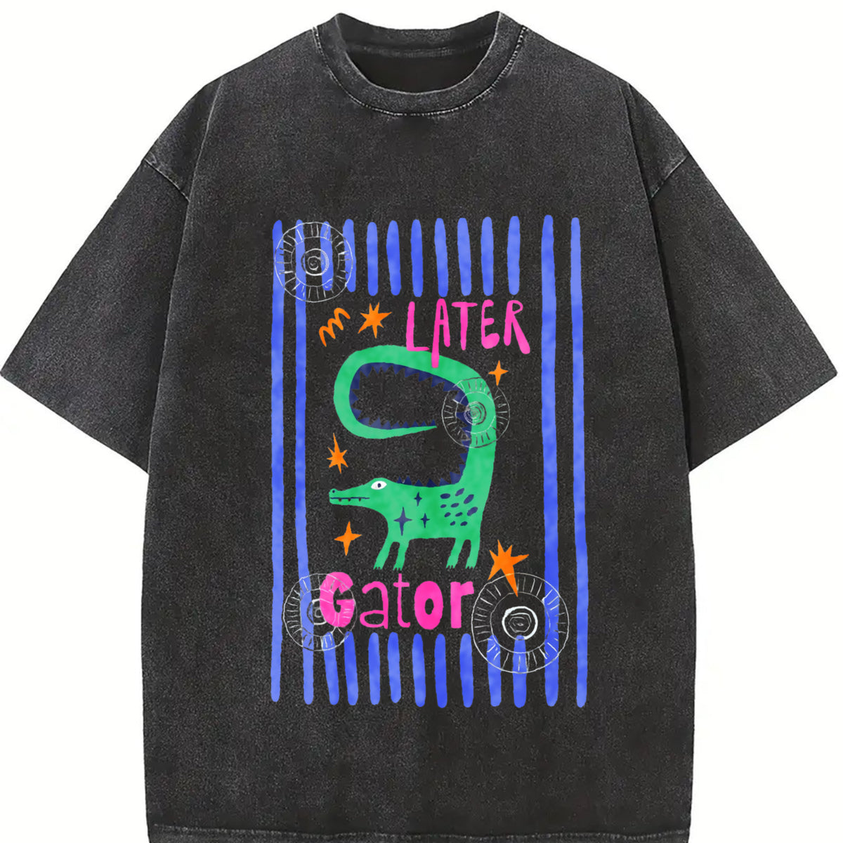 Later Gator Offensive Alligator vintage washed oversized T-shirt in Black