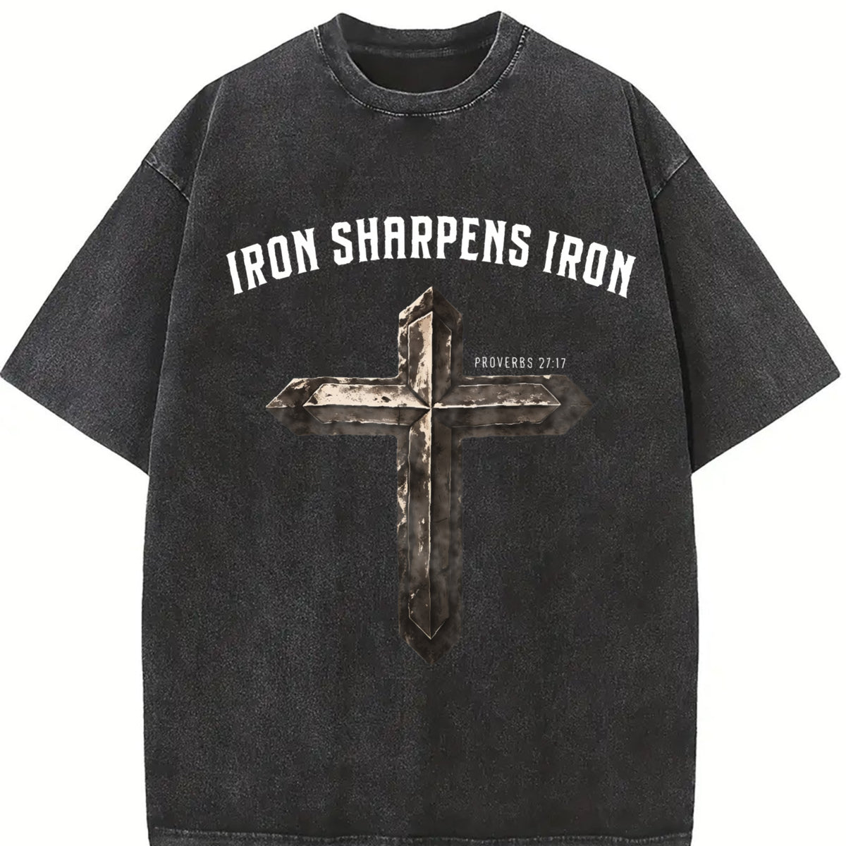 European and American New All-match and Distressed Vintage Washed T-Shirt in Black