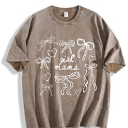 Girl Mama Coquette Bows vintage washed oversized T-shirt in Brown