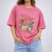 Don't Talk To Strangers vintage washed oversized T-shirt in Red