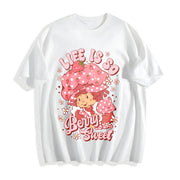 Have a Berry Nice Day Strawberry Cotton T-Shirt in White
