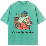 It's Past My Bedtime Sleepy Bear Vintage Washed T-Shirt in Blue