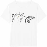 1-piece Set with Cat and Skull Hand Cotton T-Shirt in White
