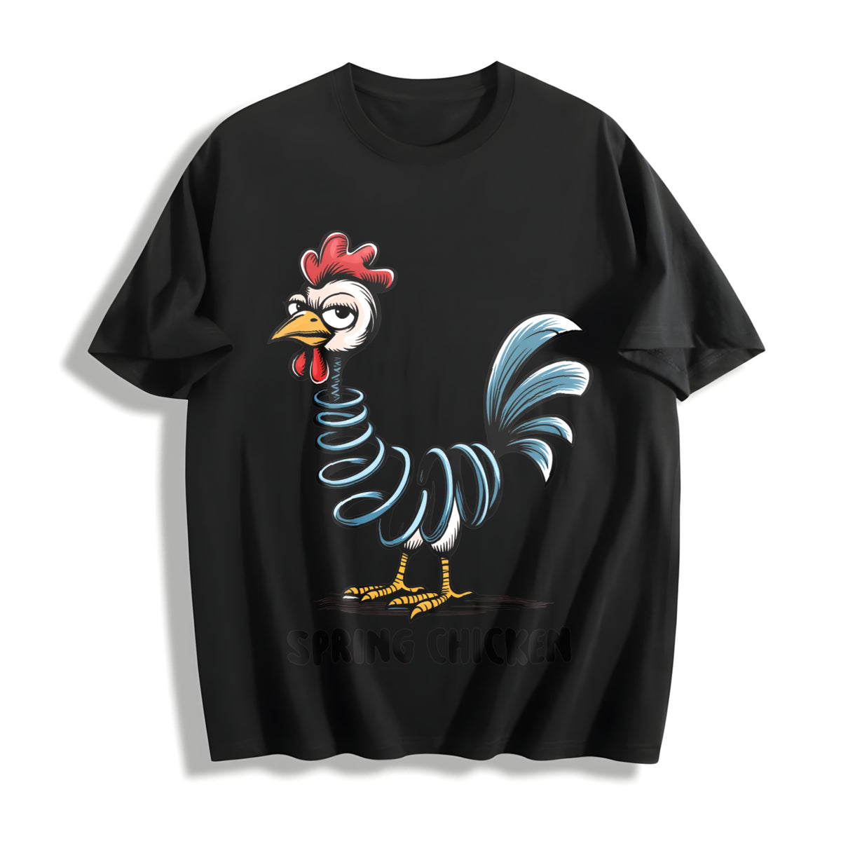 Spring Chicken Sassy Bendy Chicken Cotton T-Shirt in Black