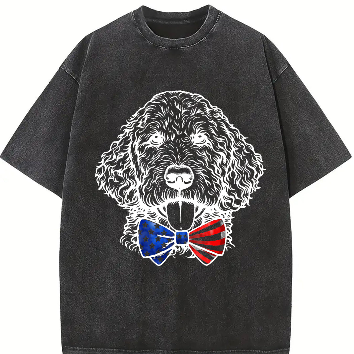 Patriotic Puppy Love Vintage Washed T-Shirt in Black