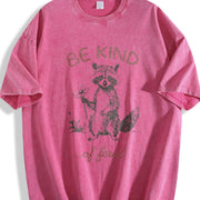 Be Kind Of Feral Racoon 100 Percent Mental Health vintage washed oversized T-shirt in Red