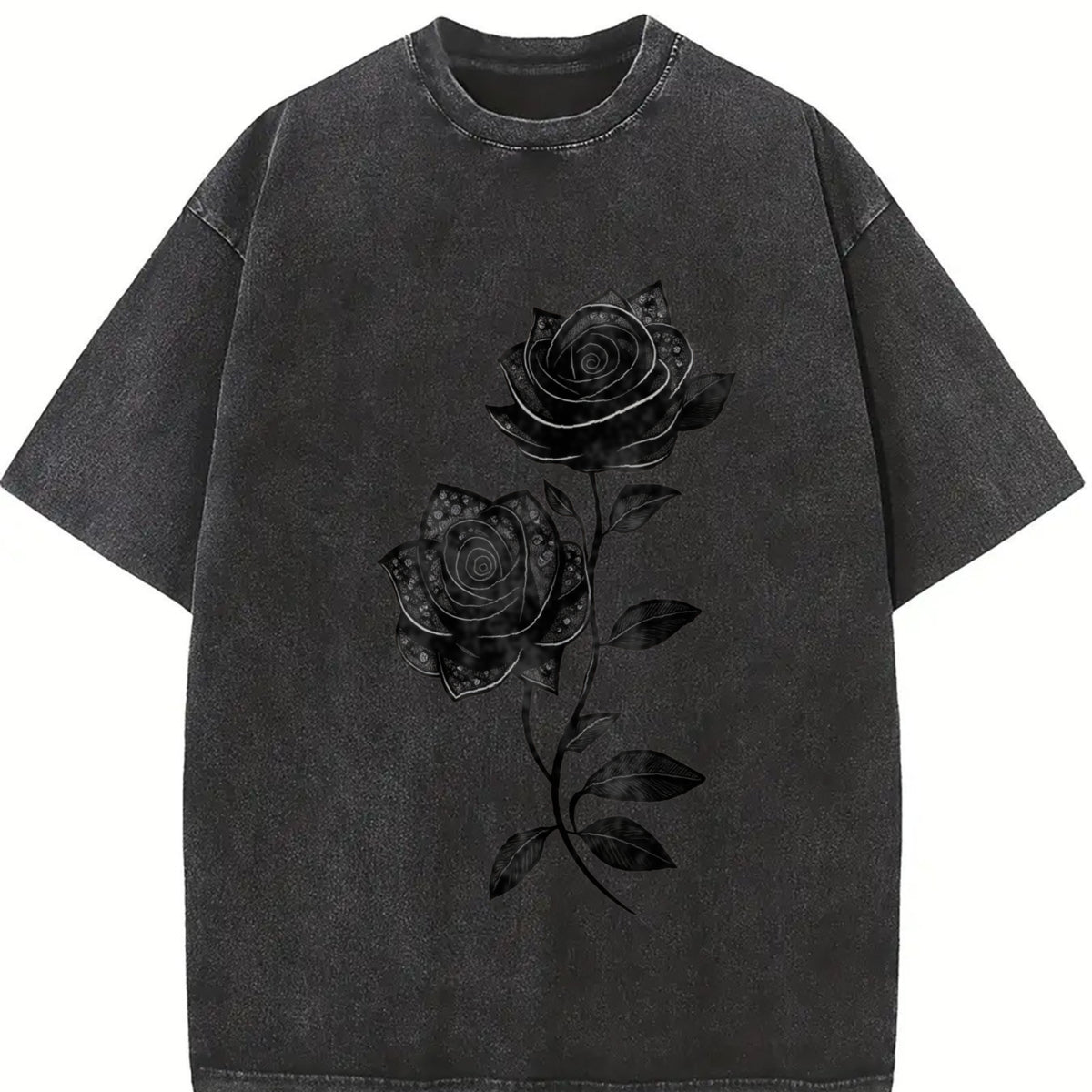 1pcs 2026 Vintage Washed T-Shirt in Black