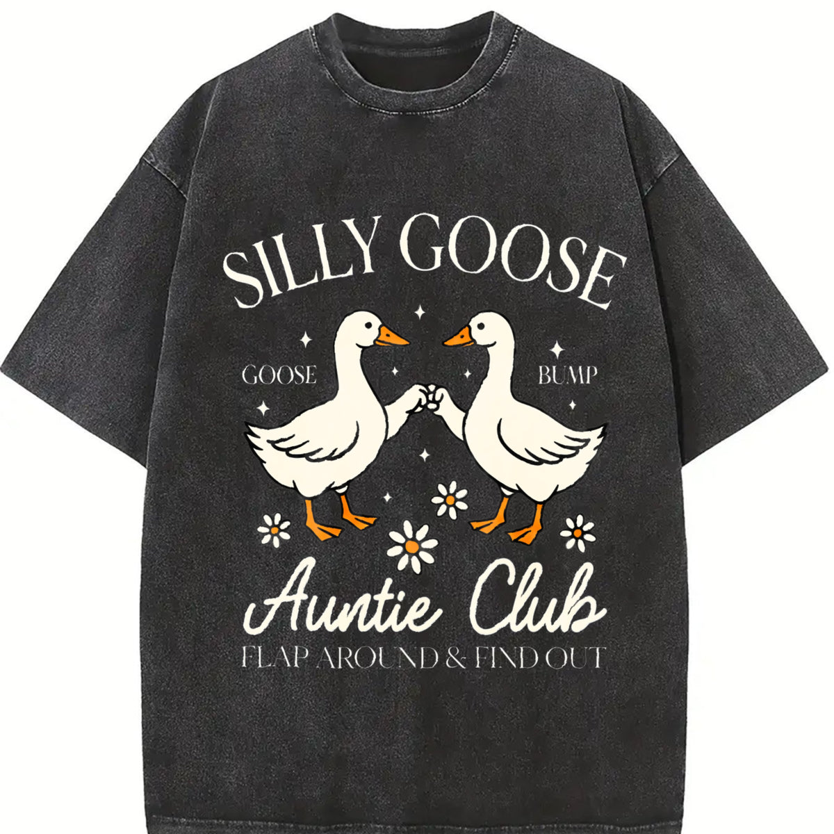 Auntie Aunt Silly Goose Mother’s Day Silly Goose Auntie vintage washed oversized T-shirt in Black