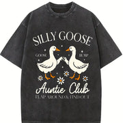 Auntie Aunt Silly Goose Mother’s Day Silly Goose Auntie vintage washed oversized T-shirt in Black