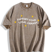 Support Your Local Library Vintage Washed T-Shirt in Brown