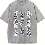 Animal Musicians 90s Tattoo Vintage Washed T-Shirt in Gray
