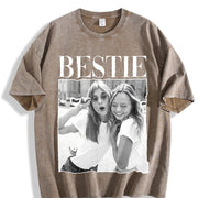 Personalised Bestie Vintage Washed T-Shirt in Brown