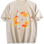 Goldfish. Short-sleeve. One-piece Vintage Washed T-Shirt in Beige