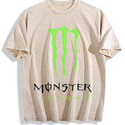 ZestLoop Monster Logo Vintage Washed T-Shirt in Beige