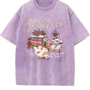 Belle's Book Club Book Cafe vintage washed oversized T-shirt in Purple