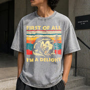 First of All I'm a Delight Sarcastic Angry Opossum Possum Vintage Washed T-Shirt in Gray