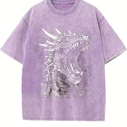 Dragon Fantasy Retro Dragon Vintage Washed T-Shirt in Purple