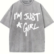 I'm Just Vintage Washed T-Shirt in Gray