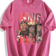 King Kirk Charlie From Oblock Kirkify Character Inspired vintage washed oversized T-shirt in Red