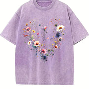 Wildflower Mothers Day Vintage Washed T-Shirt in Purple