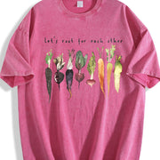 Letter and Various Radish Root 1pc Vintage Washed T-Shirt in Red