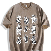 Animal Musicians 90s Tattoo Vintage Washed T-Shirt in Brown