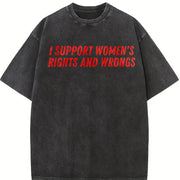 Batik I Support Rights And Wrongs Slogan S-5XL Fit vintage washed oversized T-shirt in Black