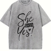 She Said Yes Engagement Bachelorette Party Bachelorette Vintage Washed T-Shirt in Gray