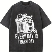 Raccoon Every Day Is Trash Day 90's Vintage Washed T-Shirt in Black