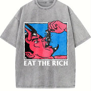 Eat the Rich Vintage Washed T-Shirt in Gray