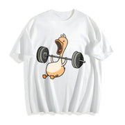 Lifting Duck Gym Cotton T-Shirt in White