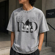 Dad a Son's First Hero a Daughter's First Love Vintage Washed T-Shirt in Gray