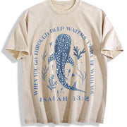 Leisure When you go through deep water I will be with you vintage washed oversized T-shirt in Beige